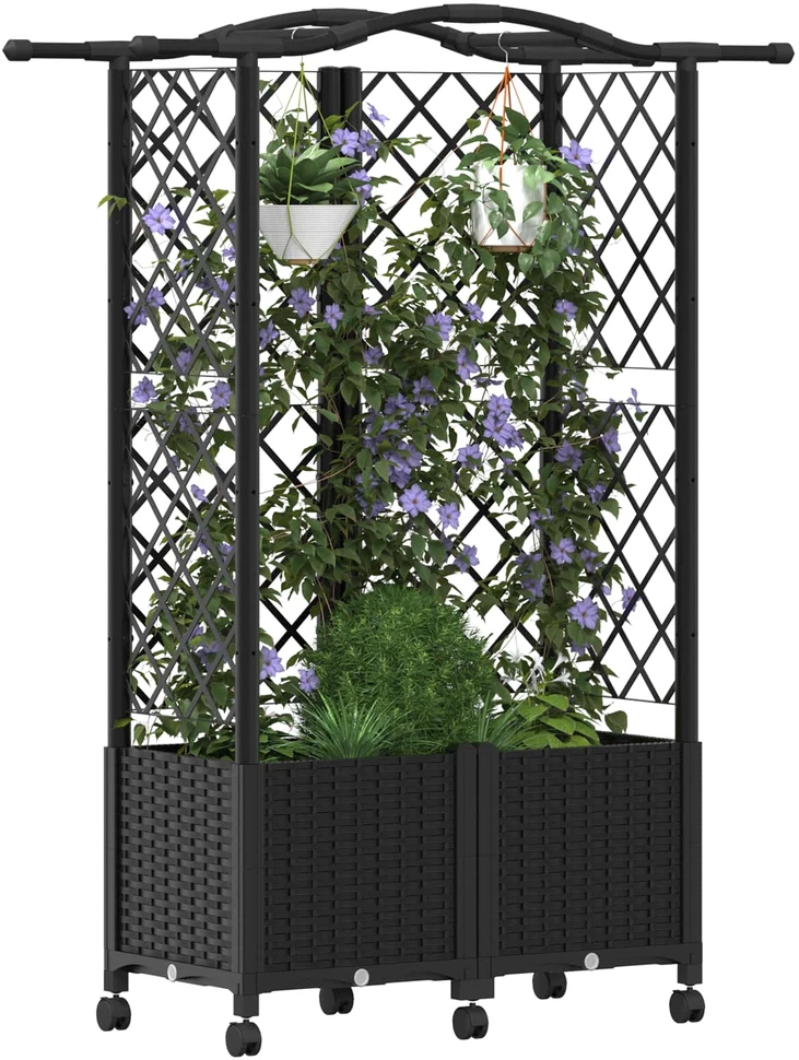 Pakeltas lovas su trelėmis ir stogu Juoda 122 x 40 x 144 cm PP