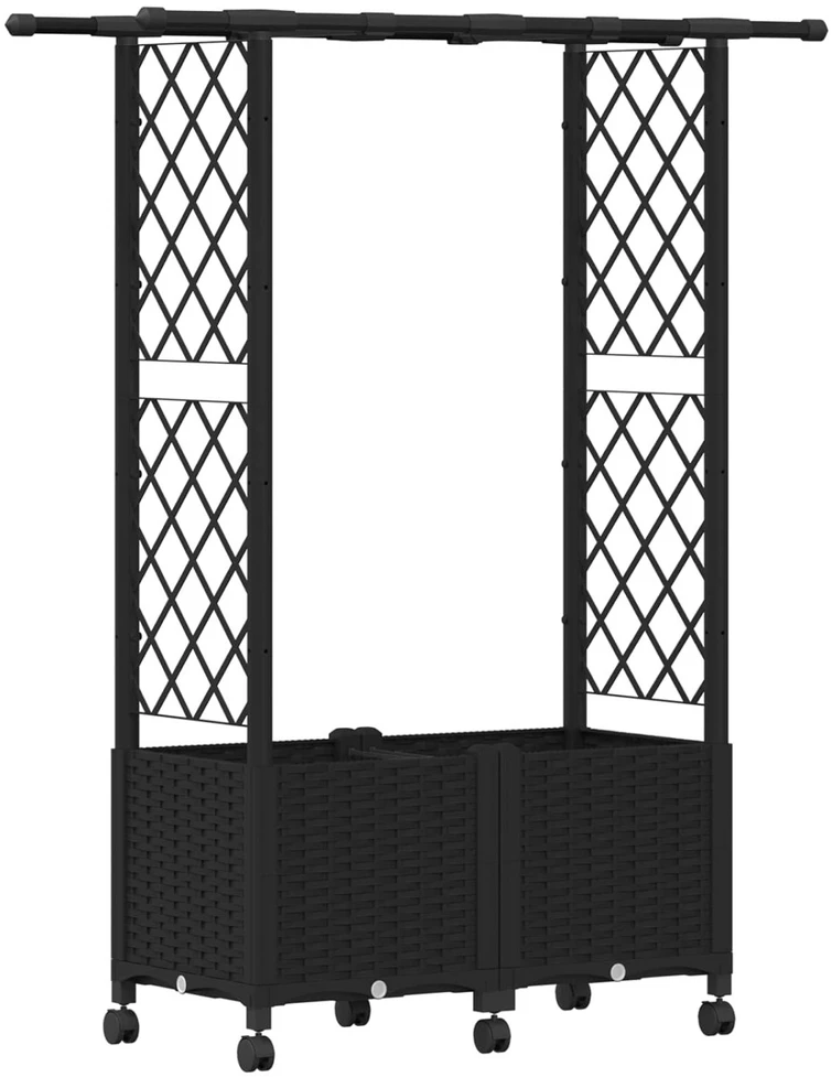 Pakeltas lovas su trelėmis ir stogu Juoda 124,5 x 40 x 142 cm
