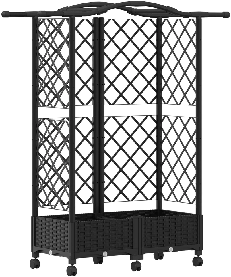Pakeltas lovas su trelėmis ir stogu Juoda 124 x 40 x 129 cm PP
