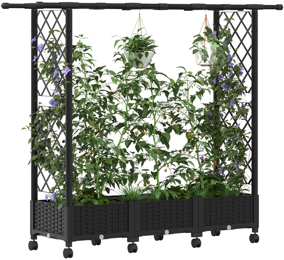 Pakeltas lovas su trelėmis ir stogu Juoda 164 x 40 x 127 cm PP