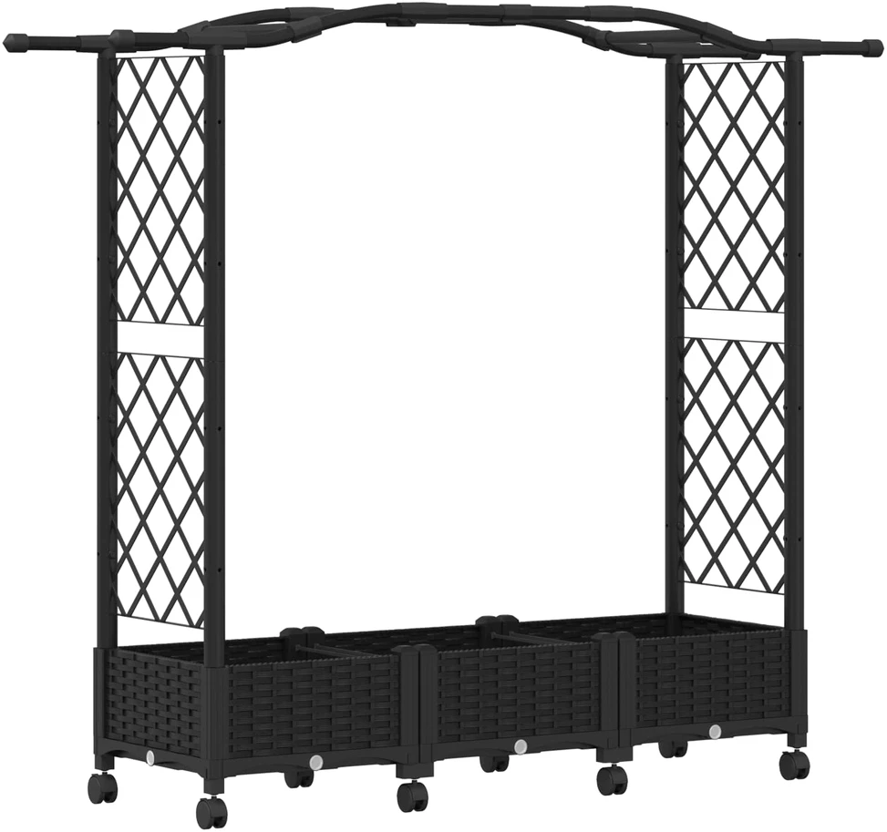Pakeltas lovas su trelėmis ir stogu Juoda 169 x 40 x 129 cm PP
