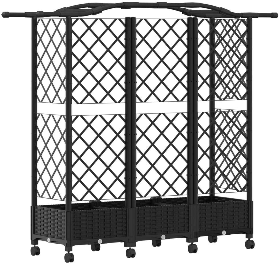 Pakeltas lovas su trelėmis ir stogu Juoda 163 x 40 x 129 cm PP