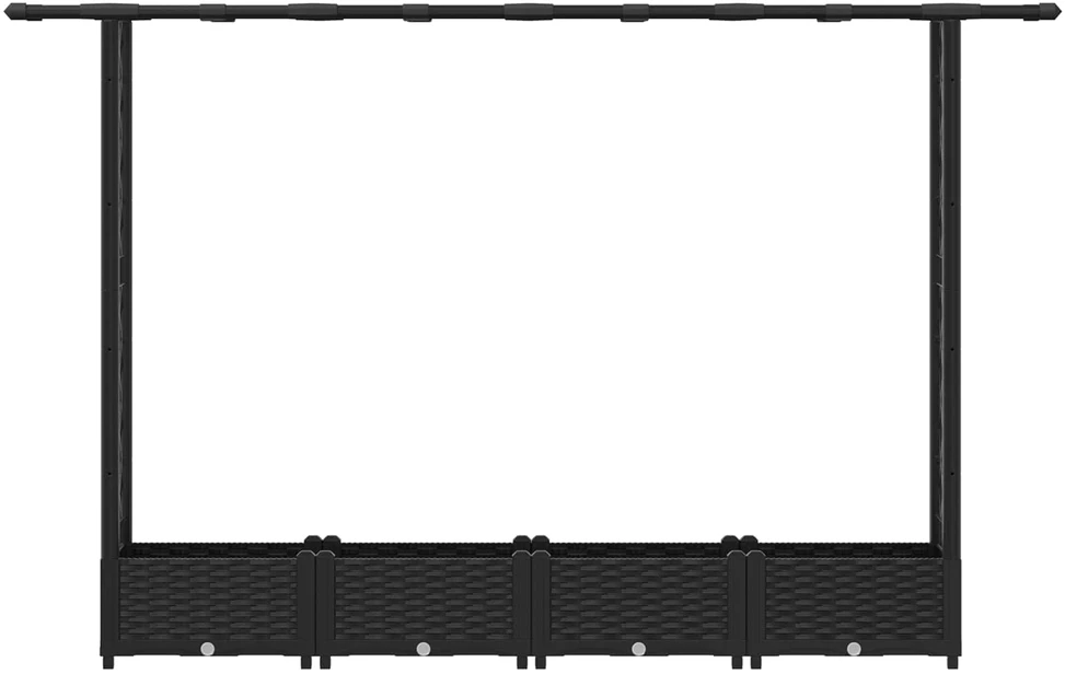Pakeltas lovas su trelėmis ir stogu Juoda 203 x 40 x 121 cm PP