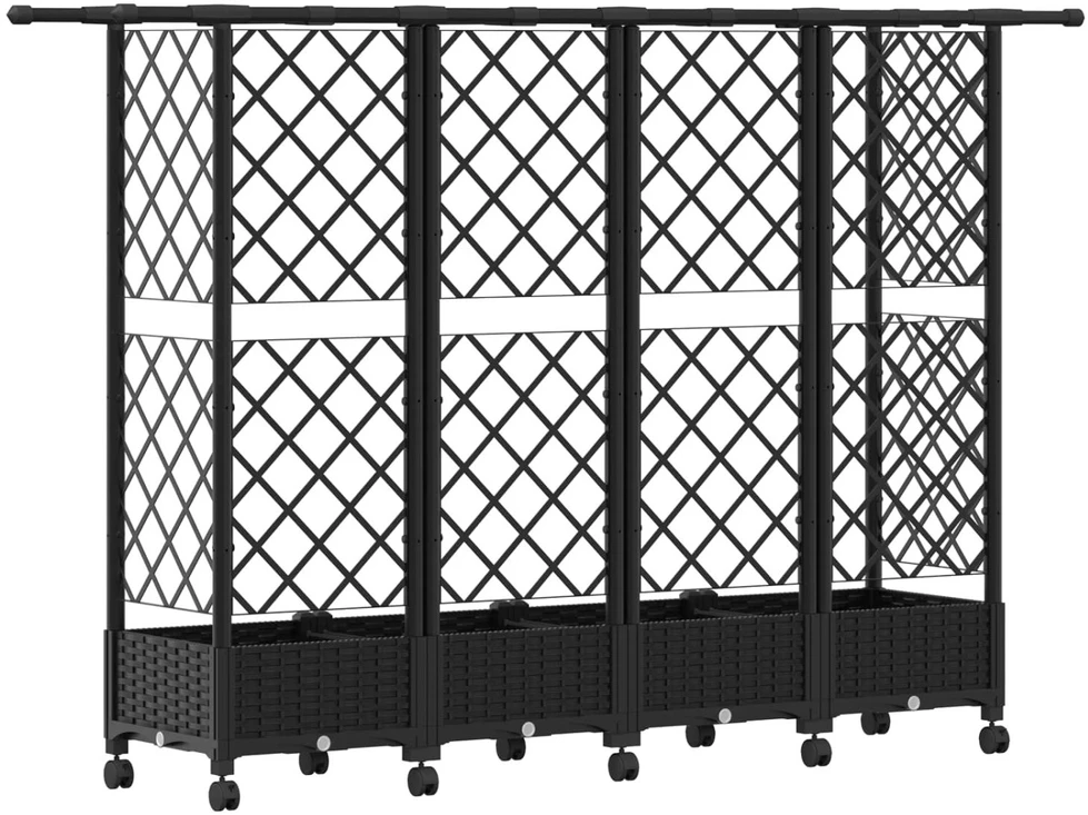 Pakeltas lovas su trelėmis ir stogu Juoda 202,5 x 40 x 127 cm