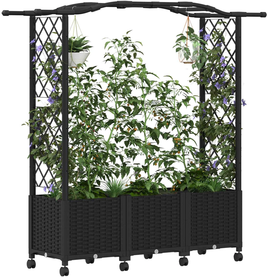 Pakeltas lovas su trelėmis ir stogu Juoda 164 x 40 x 144 cm PP