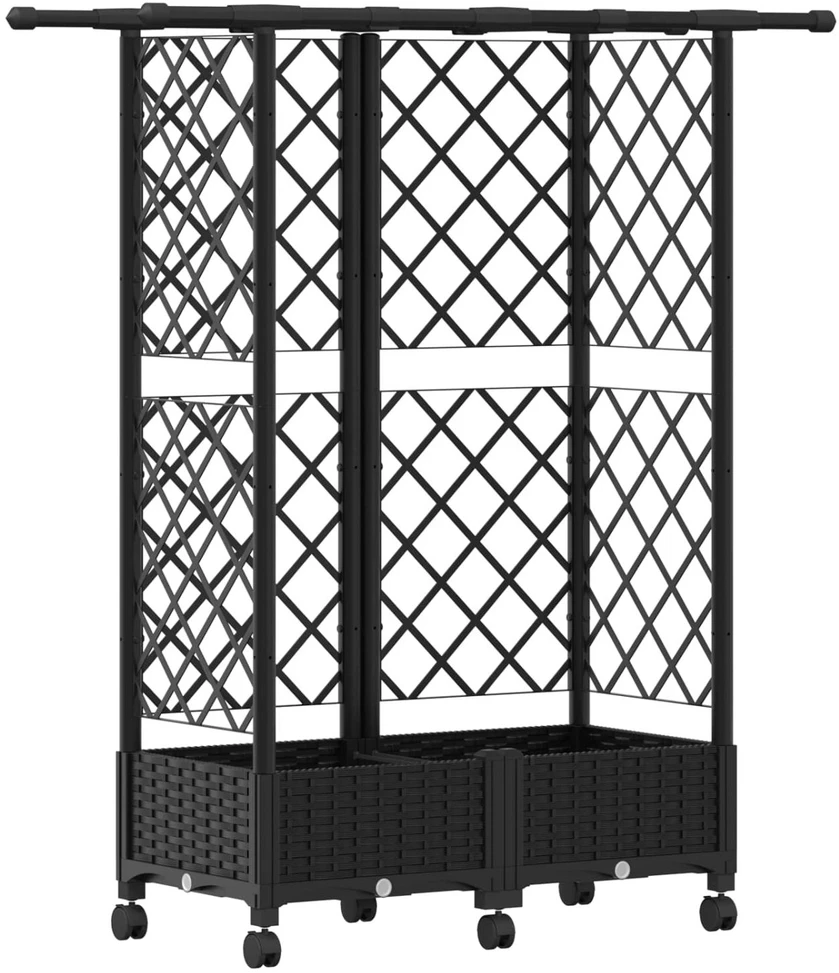 Pakeltas lovas su trelėmis ir stogu Juoda 124 x 40 x 127 cm PP