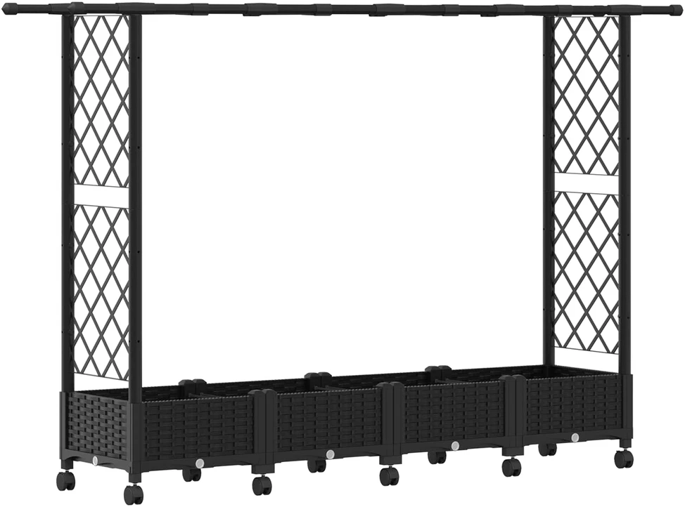 Pakeltas lovas su trelėmis ir stogu Juoda 203 x 40 x 127 cm PP