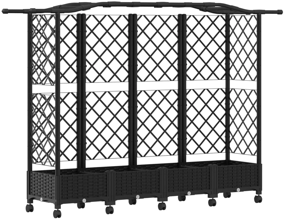 Pakeltas lovas su trelėmis ir stogu Juoda 203,5 x 40 x 129 cm