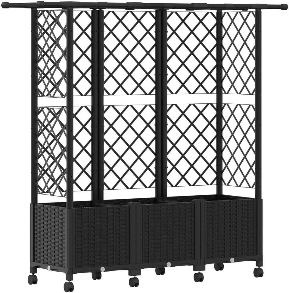 Pakeltas lovas su trelėmis ir stogu Juoda 163,5 x 40 x 142 cm