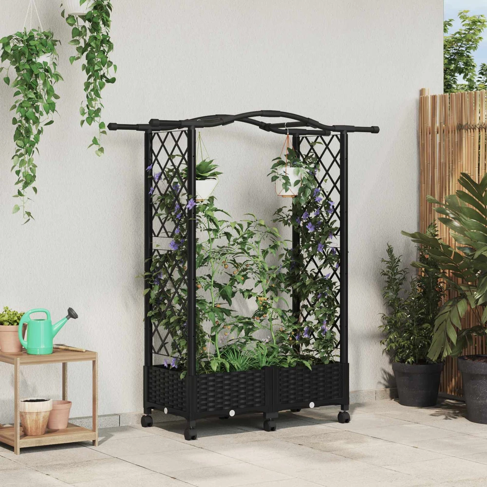 Pakeltas lovas su trelėmis ir stogu Juoda 124 x 40 x 129 cm PP