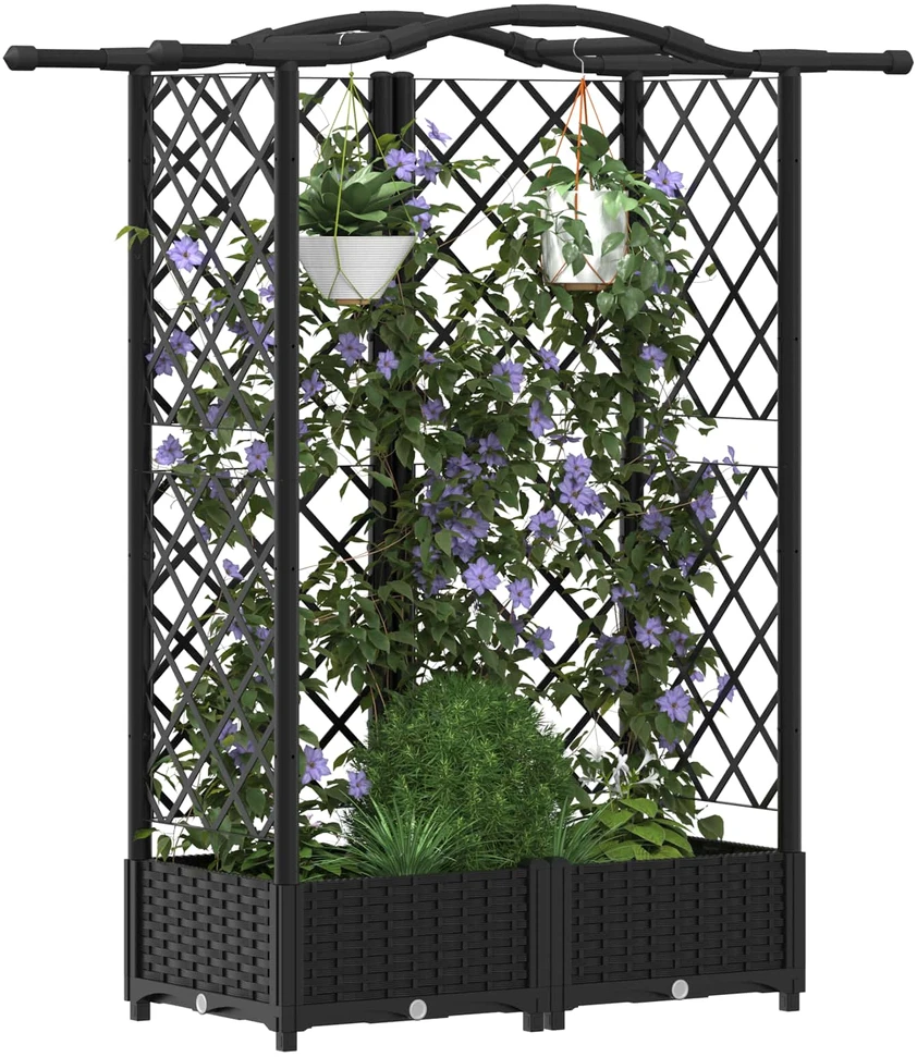 Pakeltas lovas su trelėmis ir stogu Juoda 124 x 40 x 123 cm PP