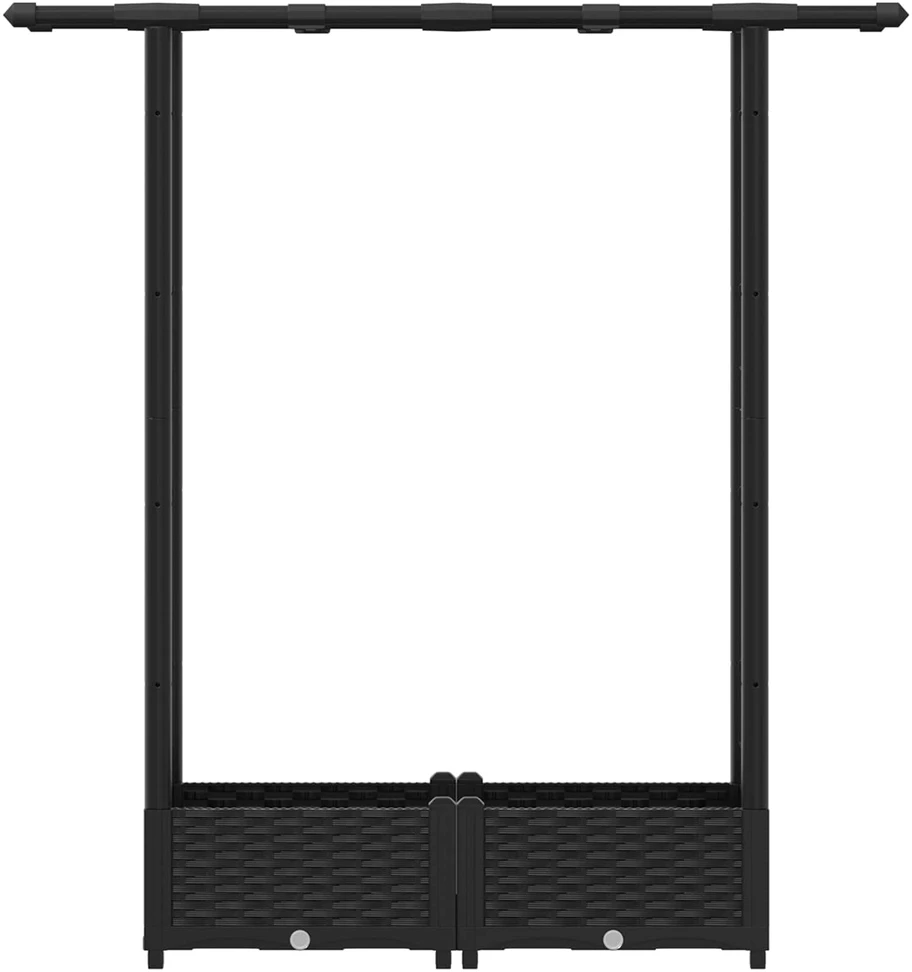 Pakeltas lovas su trelėmis ir stogu Juoda 122,5 x 40 x 121 cm