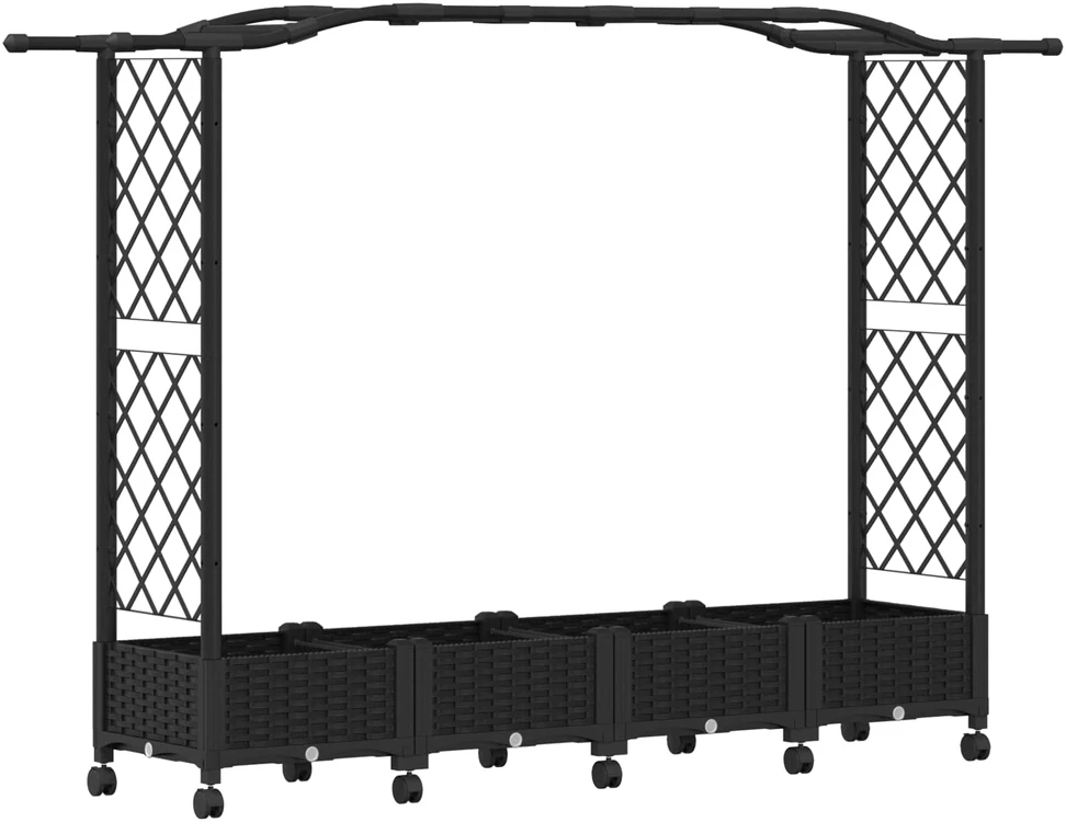 Pakeltas lovas su trelėmis ir stogu Juoda 207 x 40 x 129 cm PP