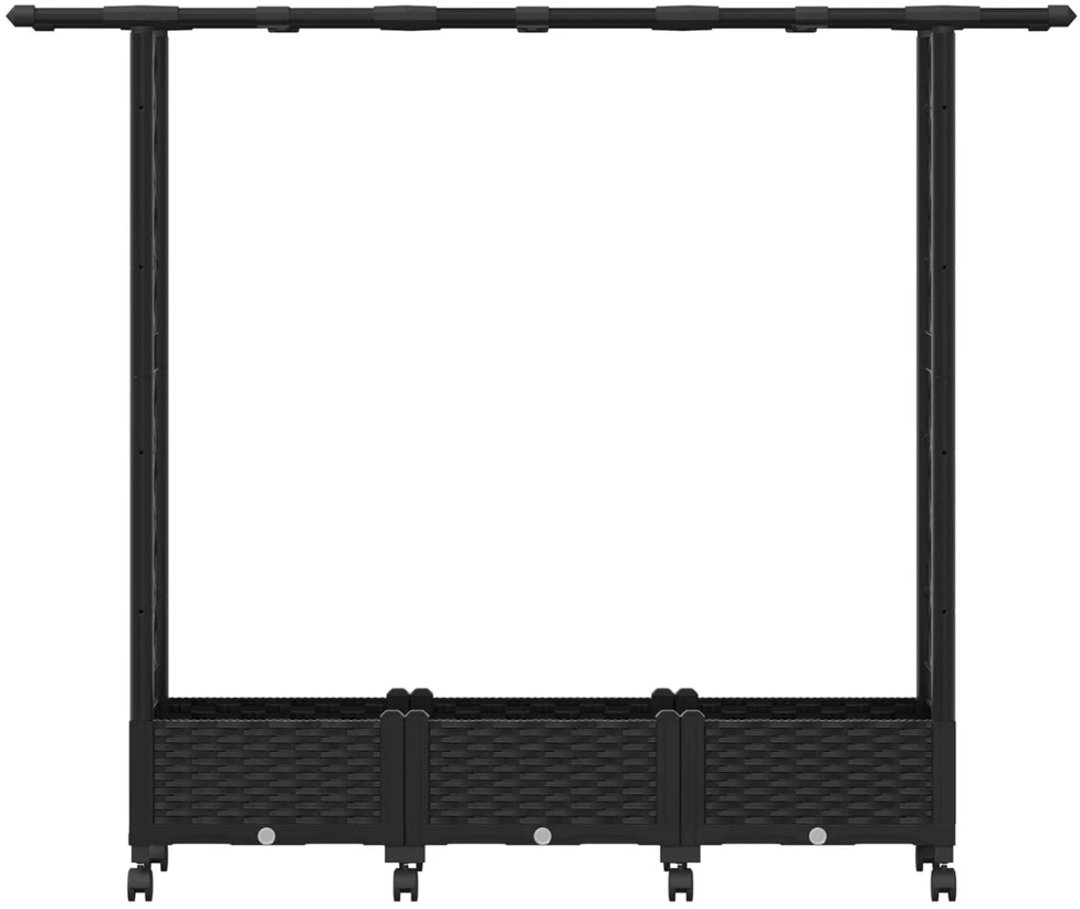 Pakeltas lovas su trelėmis ir stogu Juoda 164 x 40 x 127 cm PP