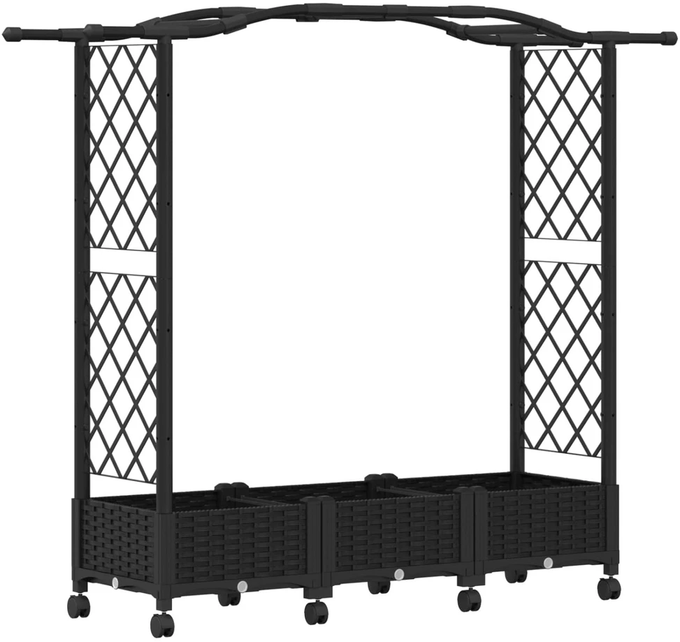 Pakeltas lovas su trelėmis ir stogu Juoda 169 x 40 x 129 cm PP