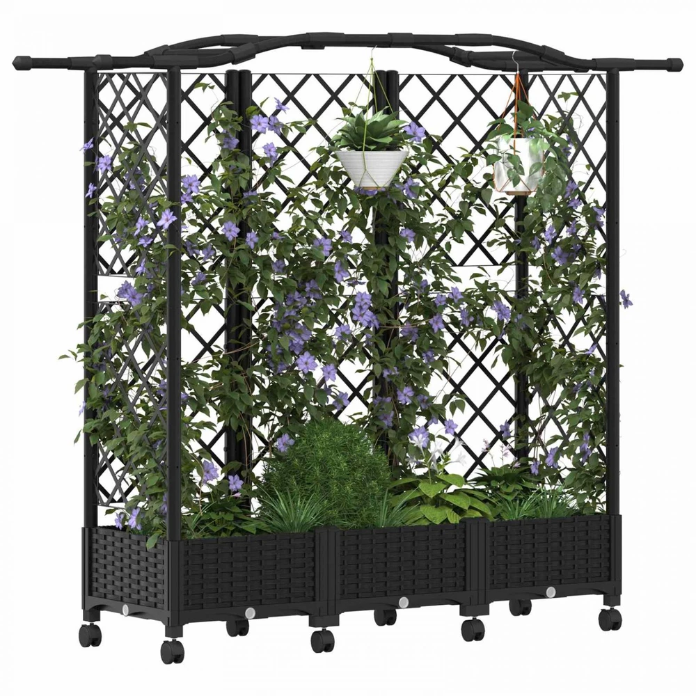 Pakeltas lovas su trelėmis ir stogu Juoda 163 x 40 x 129 cm PP