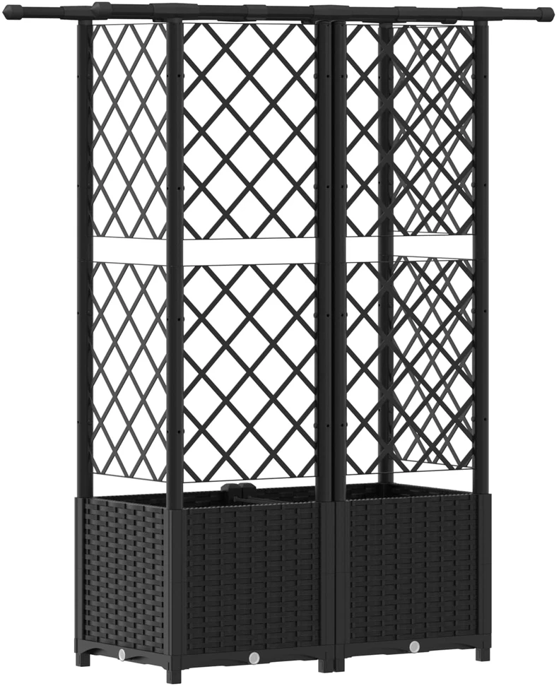 Pakeltas lovas su trelėmis ir stogu Juoda 124 x 40 x 136 cm PP