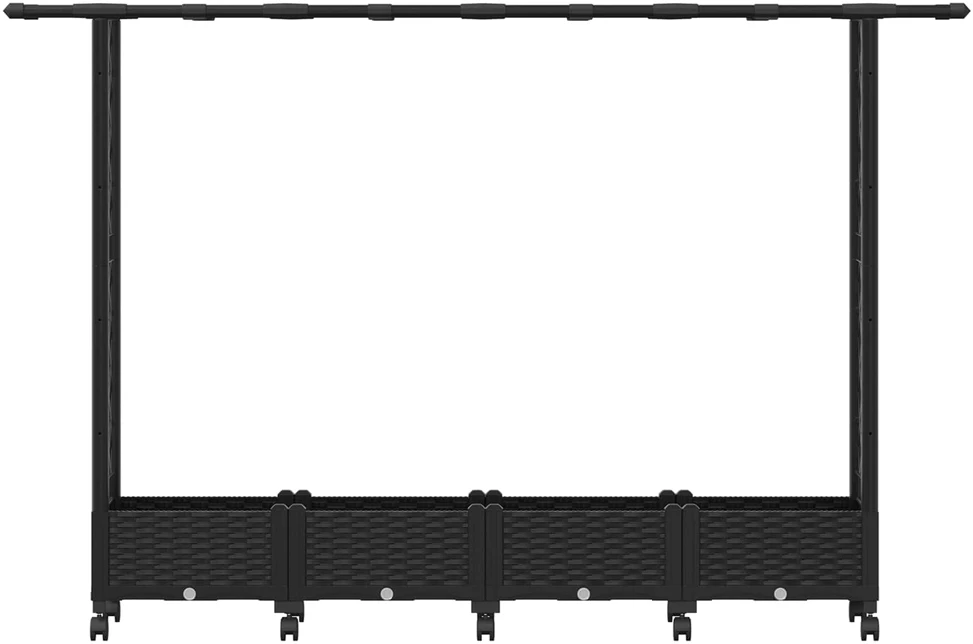 Pakeltas lovas su trelėmis ir stogu Juoda 203 x 40 x 127 cm PP