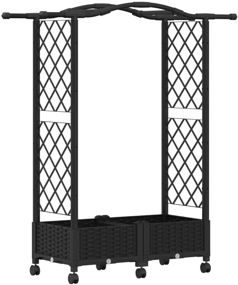 Pakeltas lovas su trelėmis ir stogu Juoda 124 x 40 x 129 cm PP