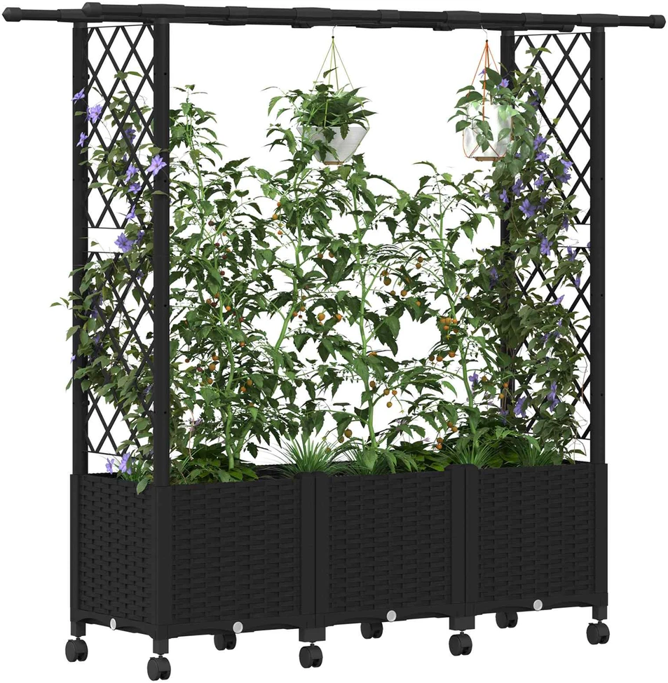 Pakeltas lovas su trelėmis ir stogu Juoda 162,5 x 40 x 142 cm