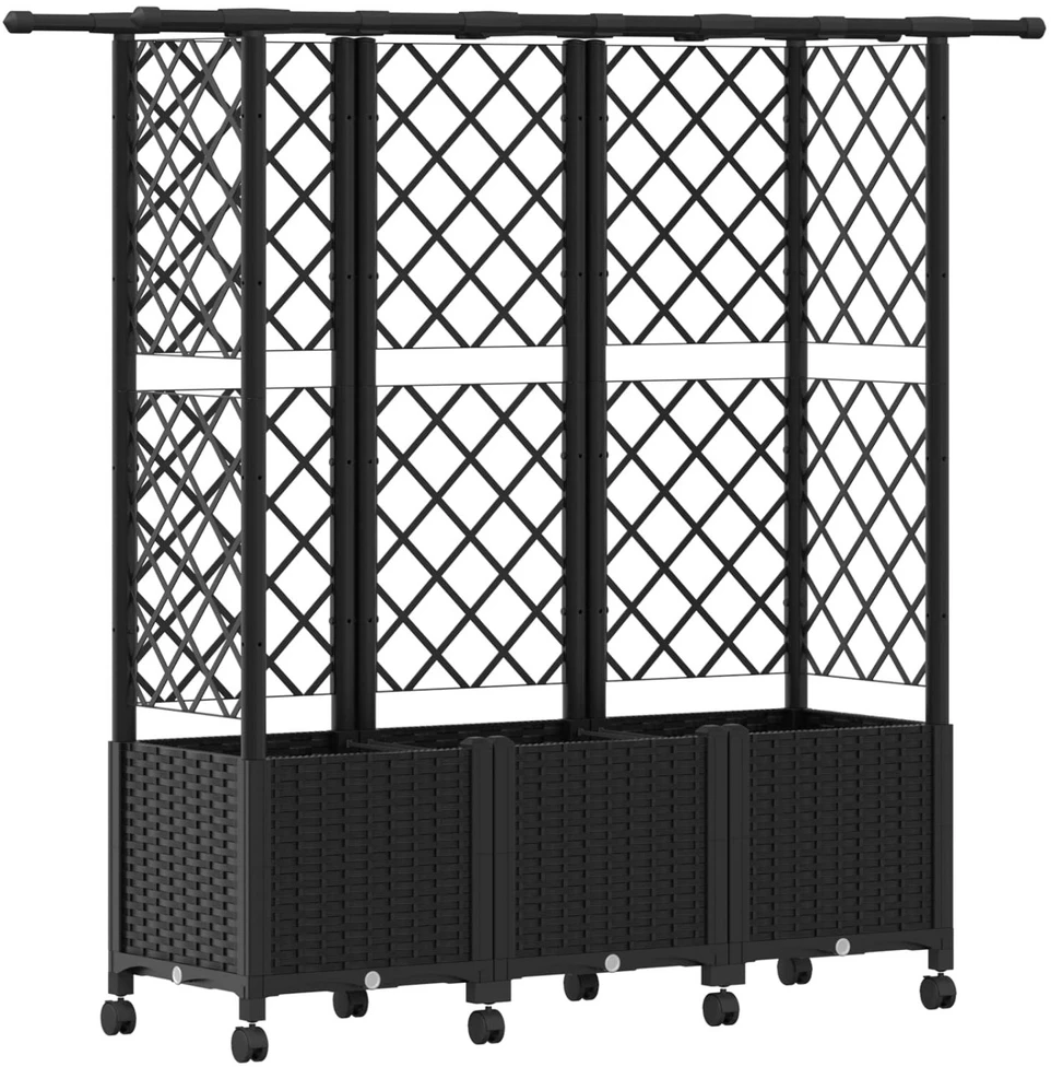 Pakeltas lovas su trelėmis ir stogu Juoda 163,5 x 40 x 142 cm