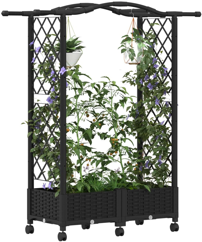 Pakeltas lovas su trelėmis ir stogu Juoda 124 x 40 x 129 cm PP