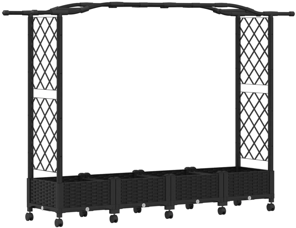Pakeltas lovas su trelėmis ir stogu Juoda 207 x 40 x 129 cm PP
