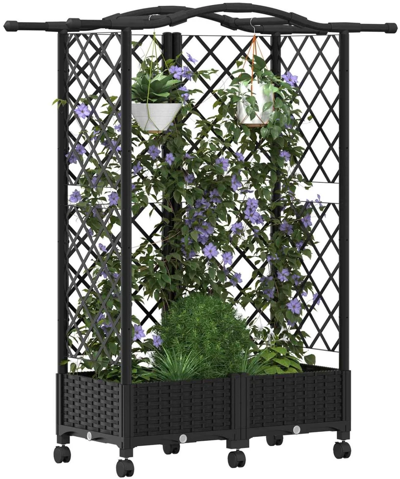 Pakeltas lovas su trelėmis ir stogu Juoda 124 x 40 x 129 cm PP