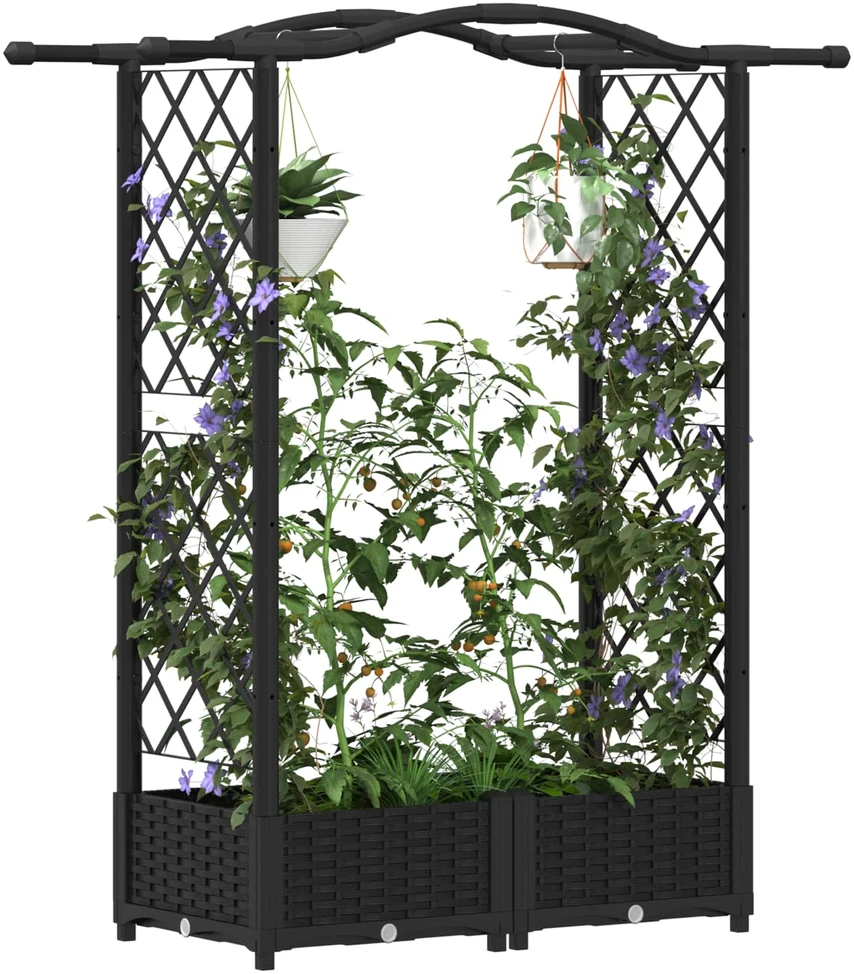 Pakeltas lovas su trelėmis ir stogu Juoda 124 x 40 x 123 cm PP