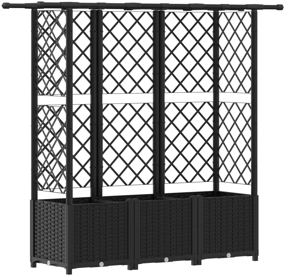 Pakeltas lovas su trelėmis ir stogu Juoda 163,5 x 40 x 136 cm