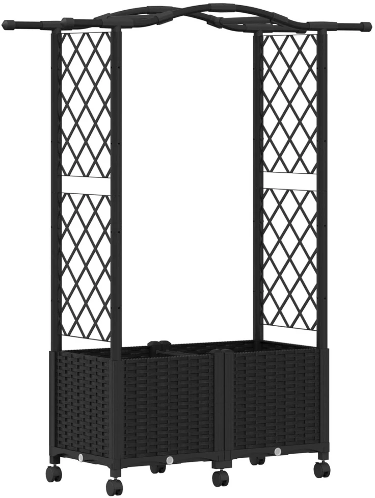 Pakeltas lovas su trelėmis ir stogu Juoda 125 x 40 x 144 cm PP