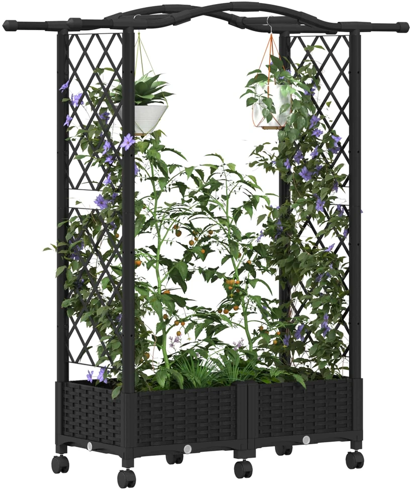 Pakeltas lovas su trelėmis ir stogu Juoda 124 x 40 x 129 cm PP