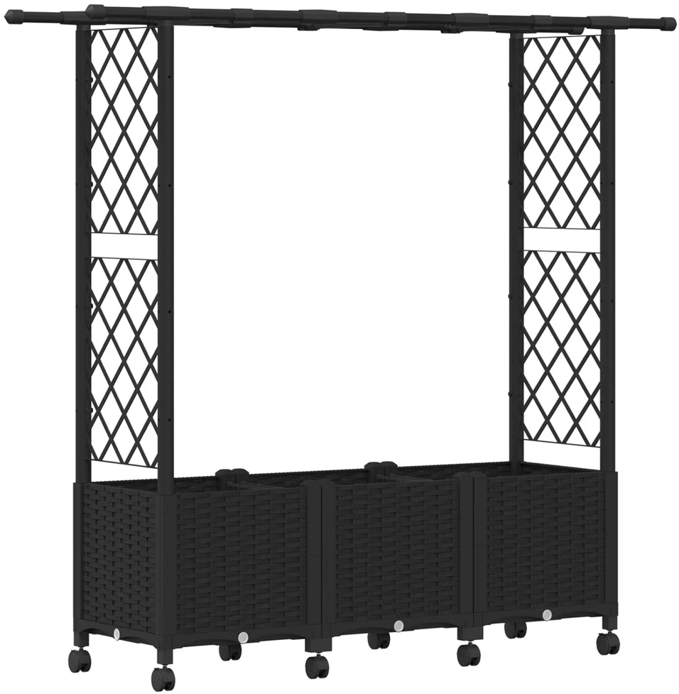 Pakeltas lovas su trelėmis ir stogu Juoda 162,5 x 40 x 142 cm