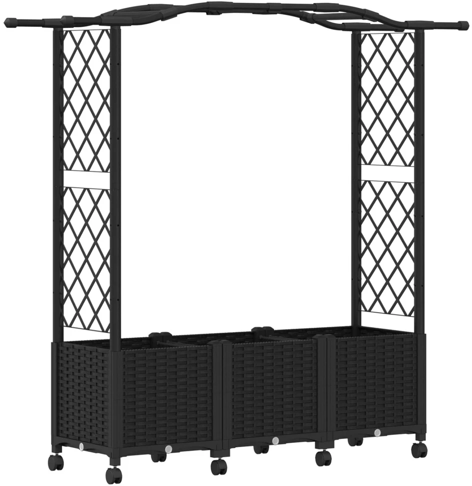 Pakeltas lovas su trelėmis ir stogu Juoda 164 x 40 x 144 cm PP