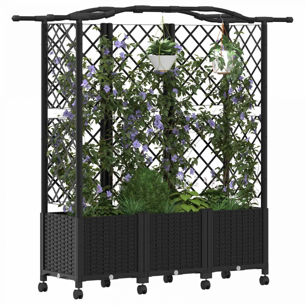 Pakeltas lovas su trelėmis ir stogu Juoda 163 x 40 x 144 cm PP