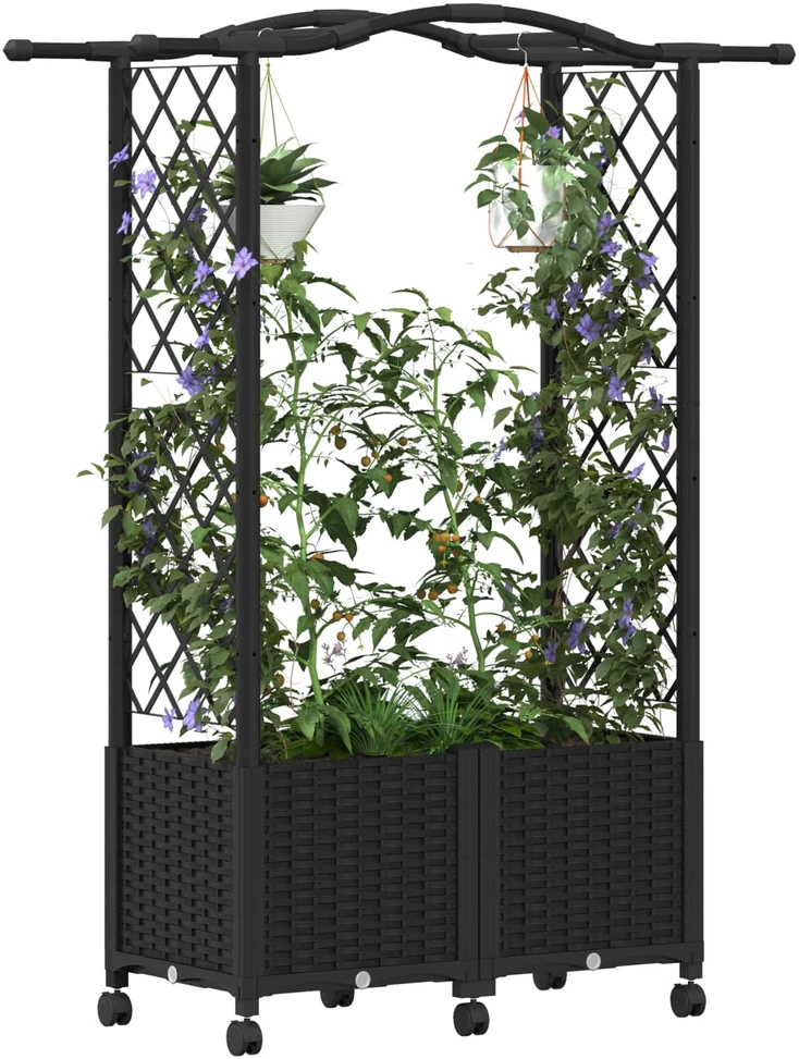 Pakeltas lovas su trelėmis ir stogu Juoda 125 x 40 x 144 cm PP