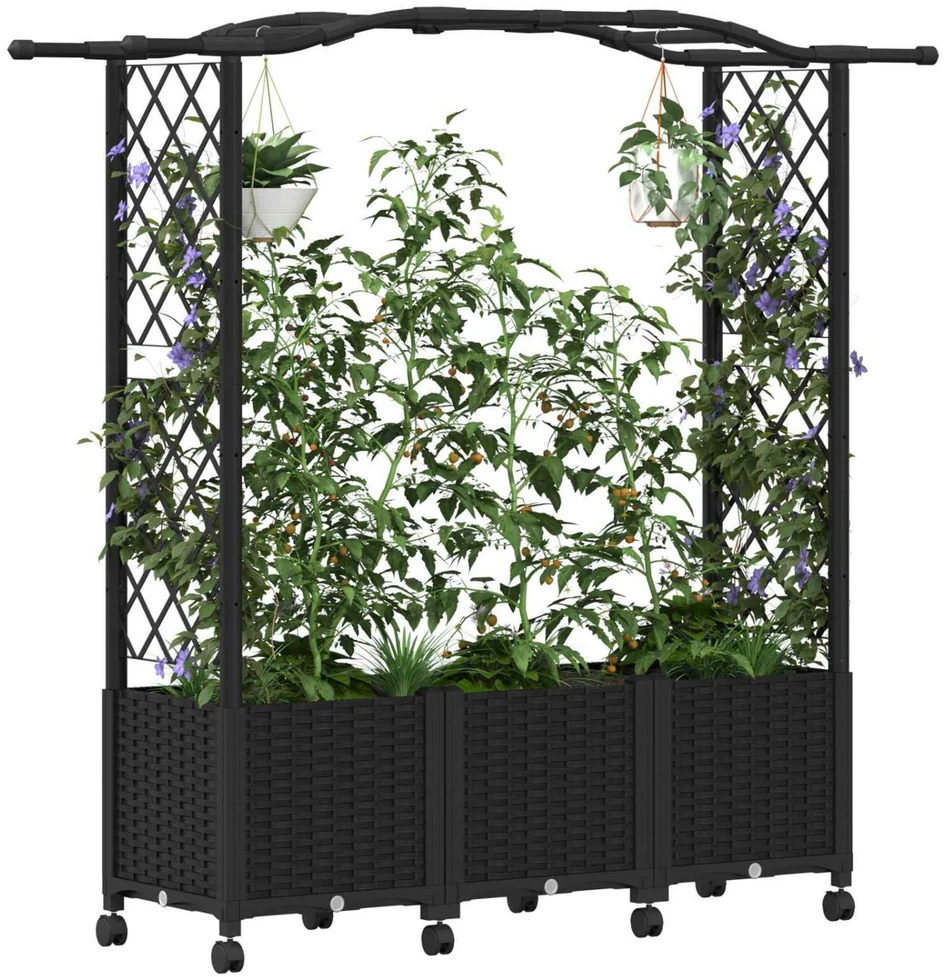 Pakeltas lovas su trelėmis ir stogu Juoda 164 x 40 x 144 cm PP