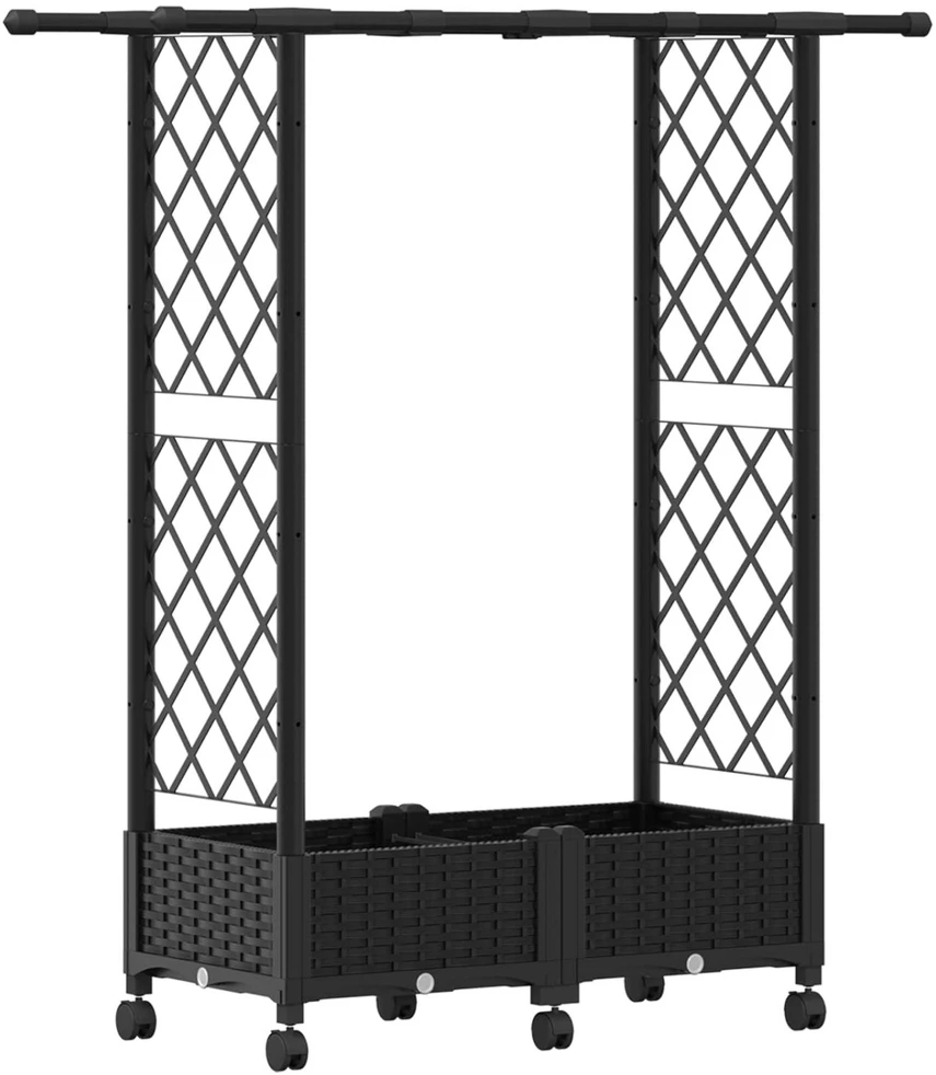 Pakeltas lovas su trelėmis ir stogu Juoda 122,5 x 40 x 127 cm