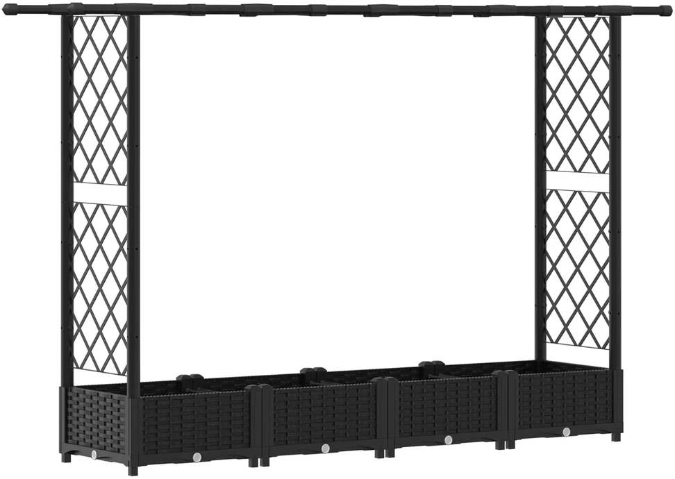 Pakeltas lovas su trelėmis ir stogu Juoda 203 x 40 x 121 cm PP