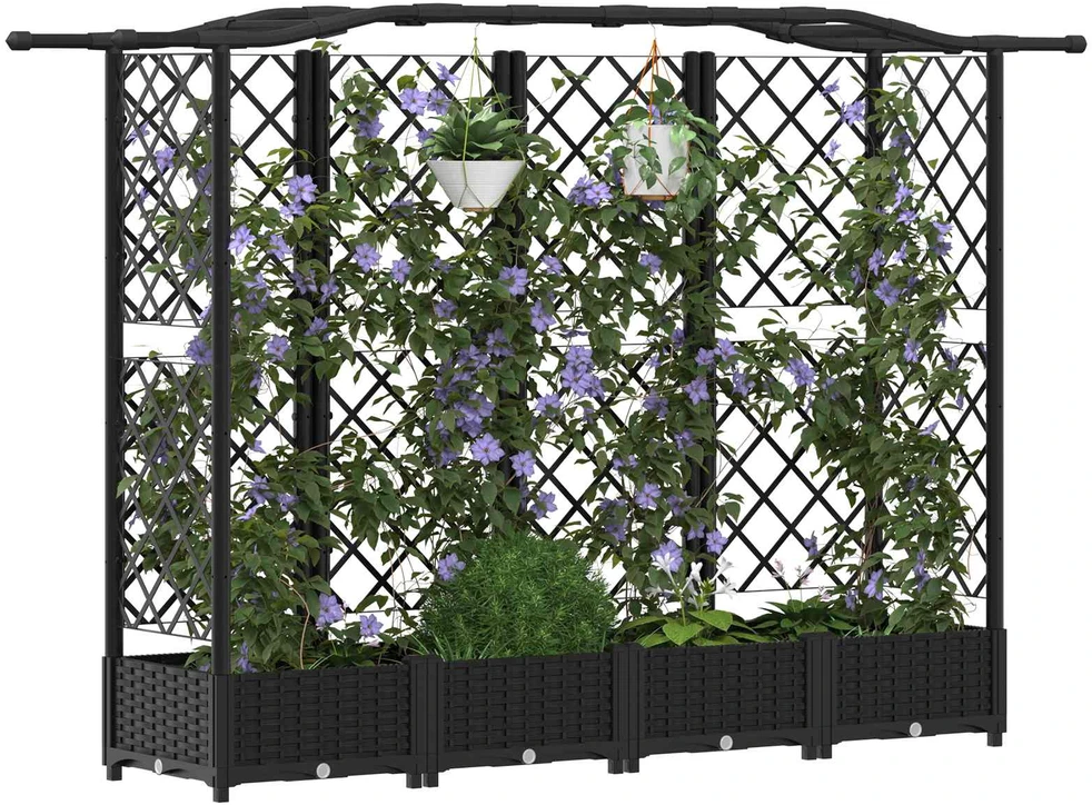 Pakeltas lovas su trelėmis ir stogu Juoda 203,5 x 40 x 123 cm