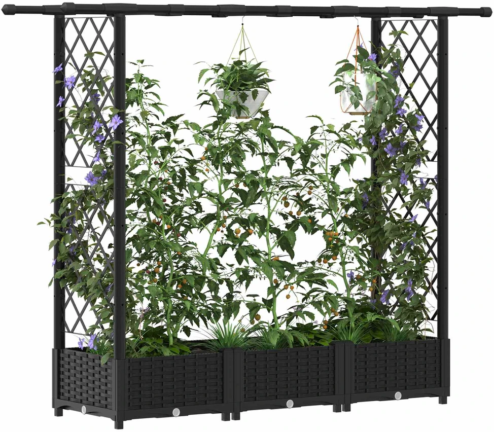 Pakeltas lovas su trelėmis ir stogu Juoda 164 x 40 x 121 cm PP