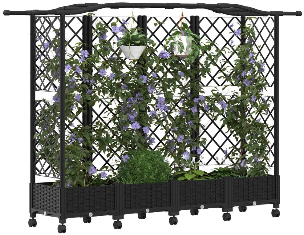 Pakeltas lovas su trelėmis ir stogu Juoda 203,5 x 40 x 129 cm