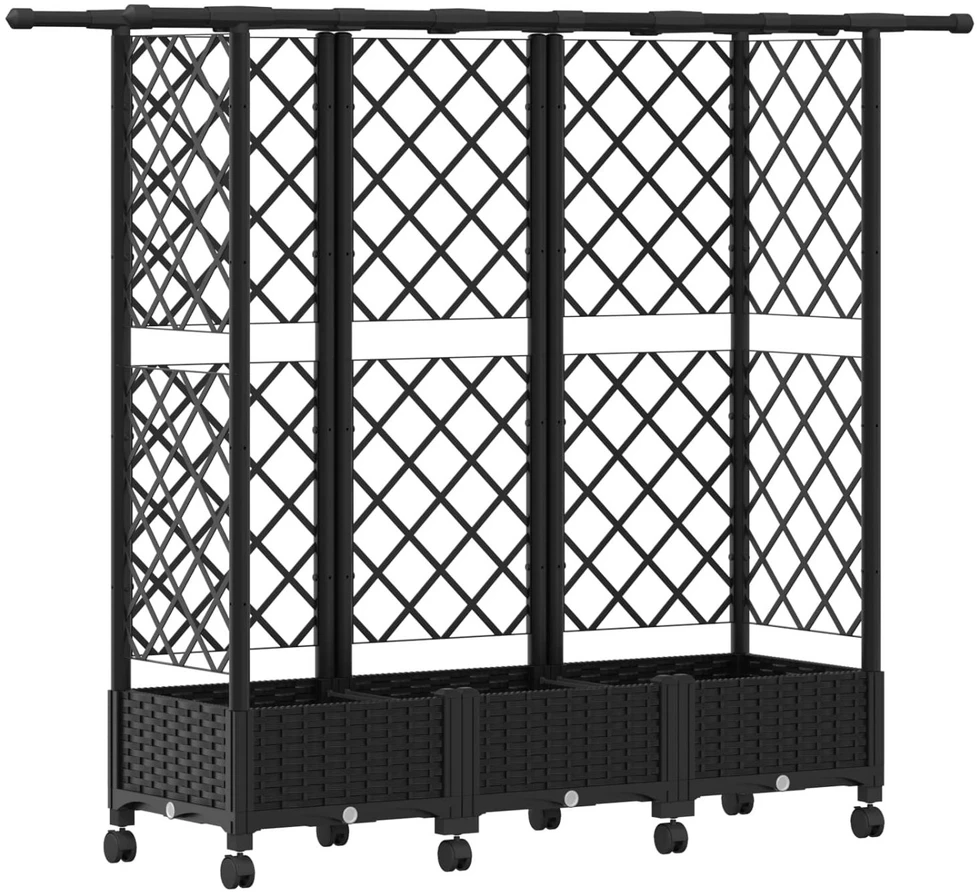 Pakeltas lovas su trelėmis ir stogu Juoda 164 x 40 x 127 cm PP