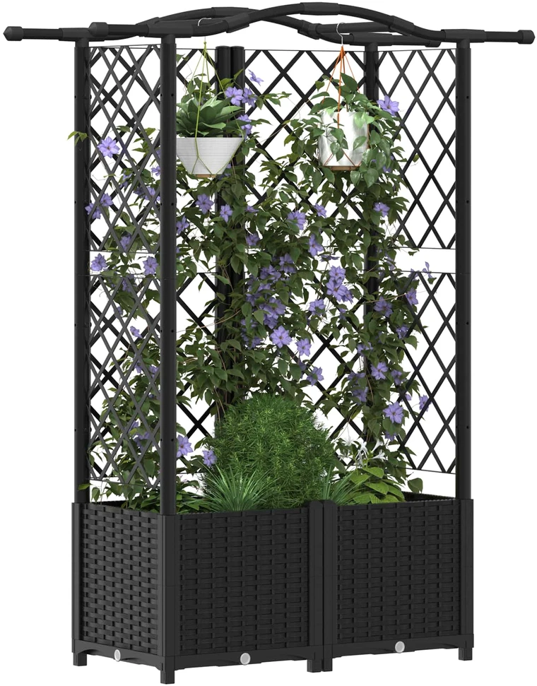 Pakeltas lovas su trelėmis ir stogu Juoda 122 x 40 x 138 cm PP
