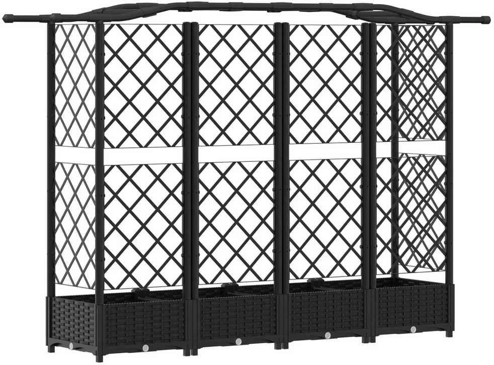 Pakeltas lovas su trelėmis ir stogu Juoda 203,5 x 40 x 123 cm