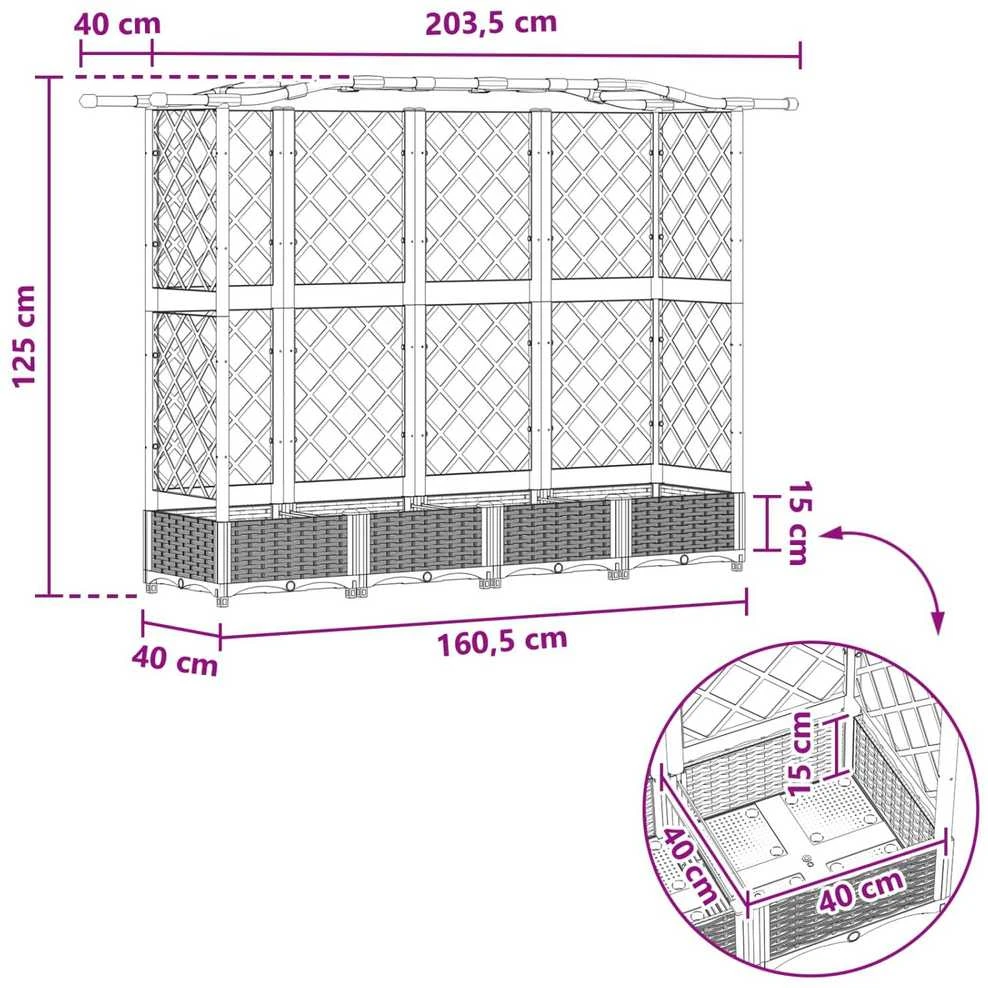 Pakeltas lovas su trelėmis ir stogu Juoda 203,5 x 40 x 123 cm