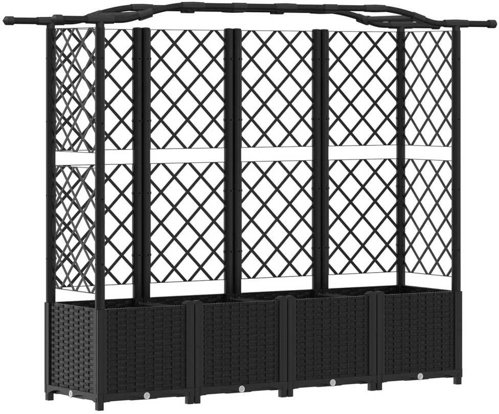 Pakeltas lovas su trelėmis ir stogu Juoda 204 x 40 x 138 cm PP