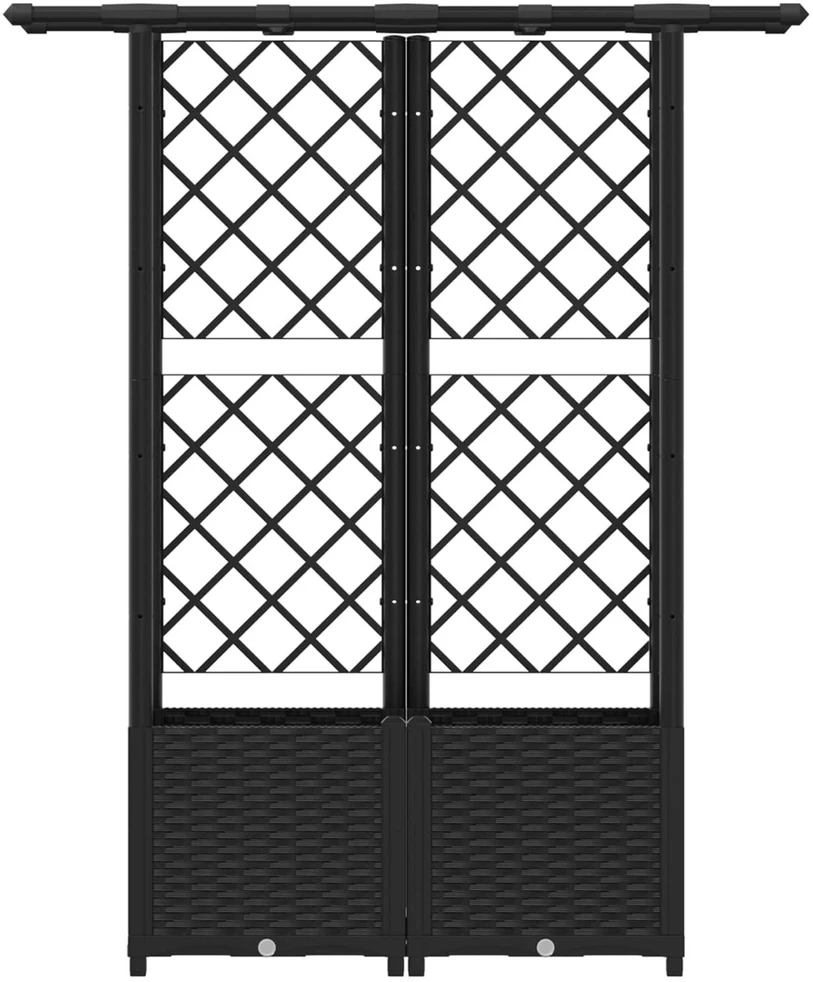 Pakeltas lovas su trelėmis ir stogu Juoda 124,5 x 40 x 136 cm