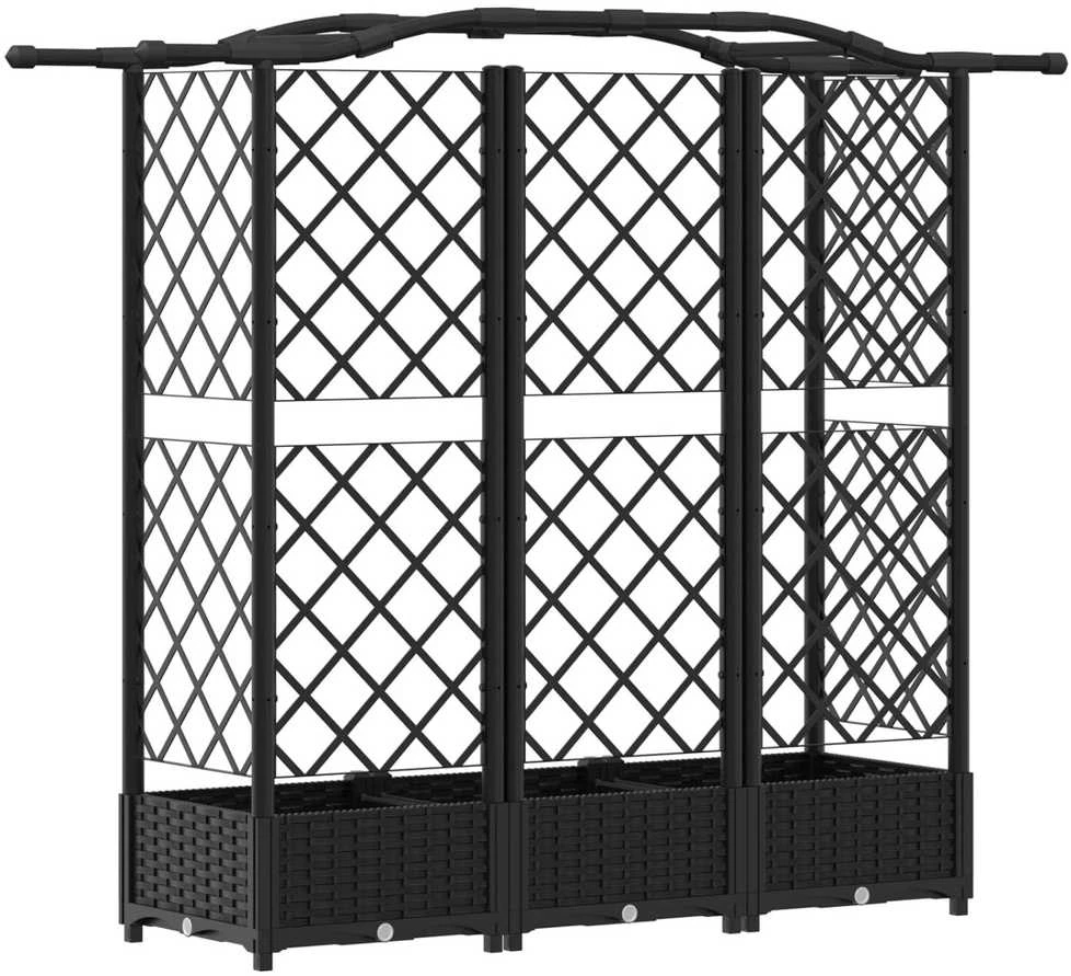 Pakeltas lovas su trelėmis ir stogu Juoda 163 x 40 x 123 cm PP