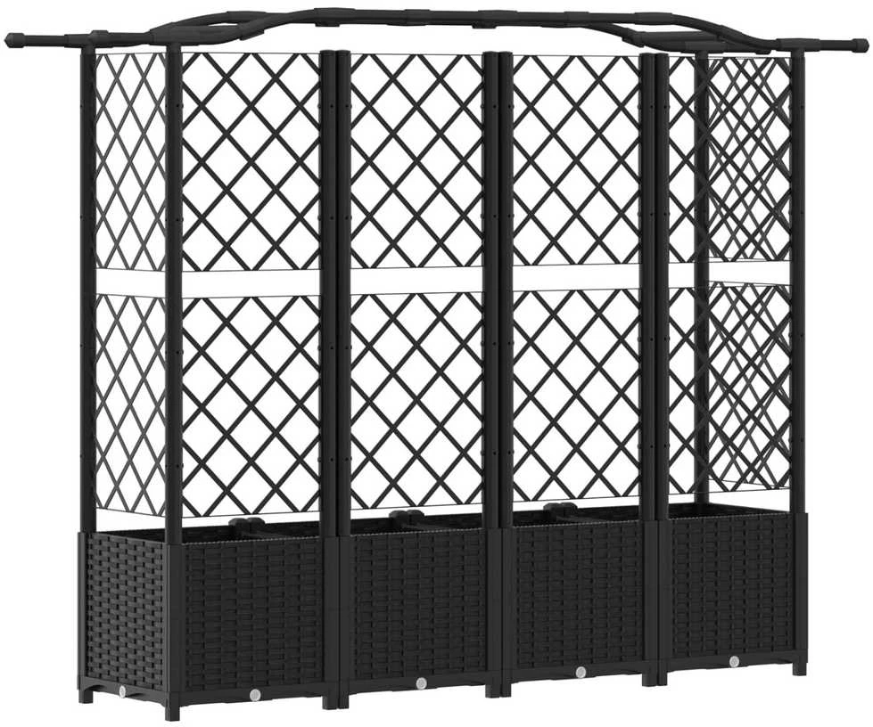 Pakeltas lovas su trelėmis ir stogu Juoda 204 x 40 x 138 cm PP